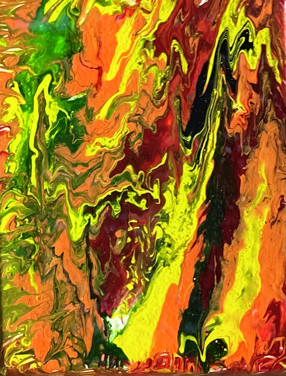 Abstract Lava, Painting - Acrylic Flo Art by Dora Ybarra