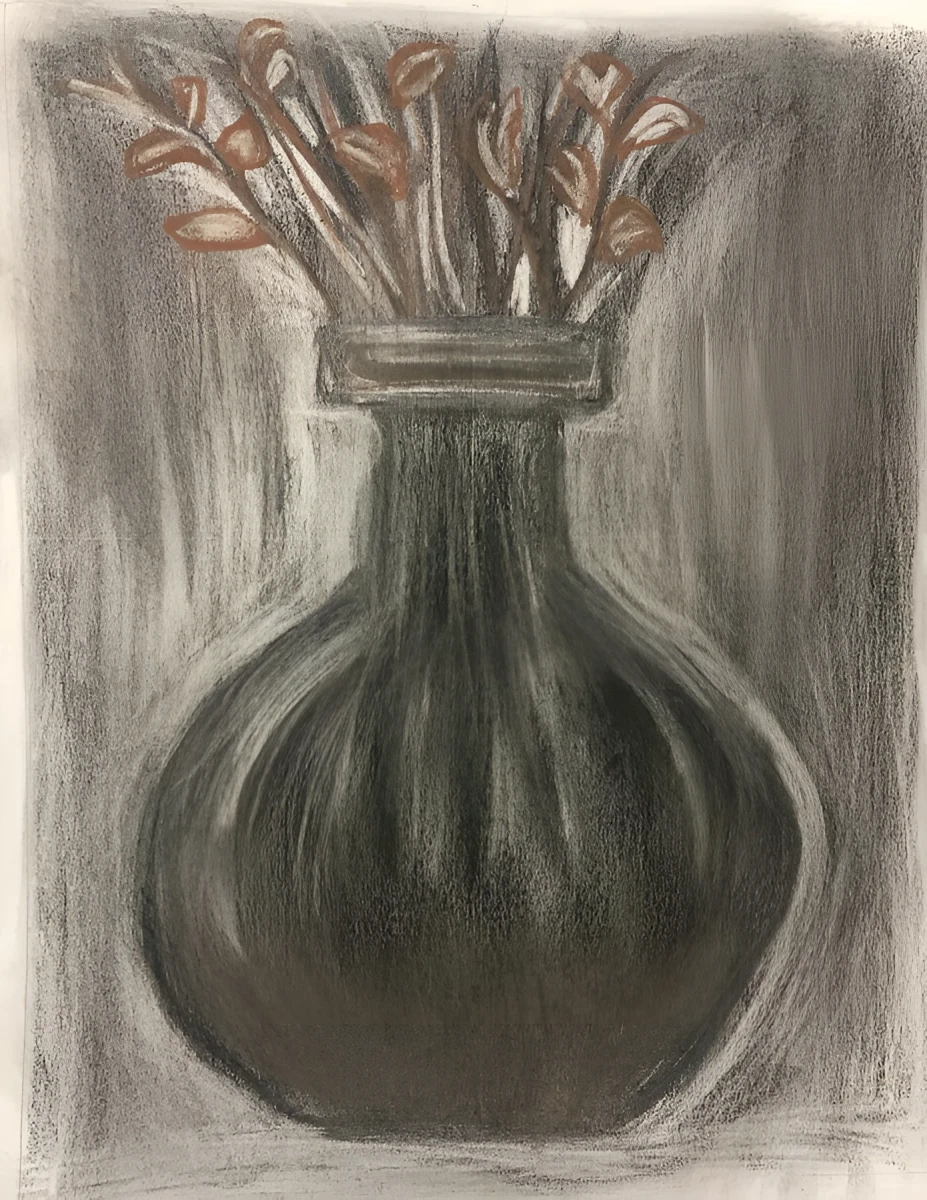 Beautiful Vase, Drawing - Color Chalks Pencil Eraser by Dora Ybarra