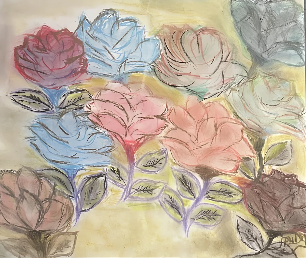 Botanical Curtain, Pastel - Chalk by Dora Ybarra