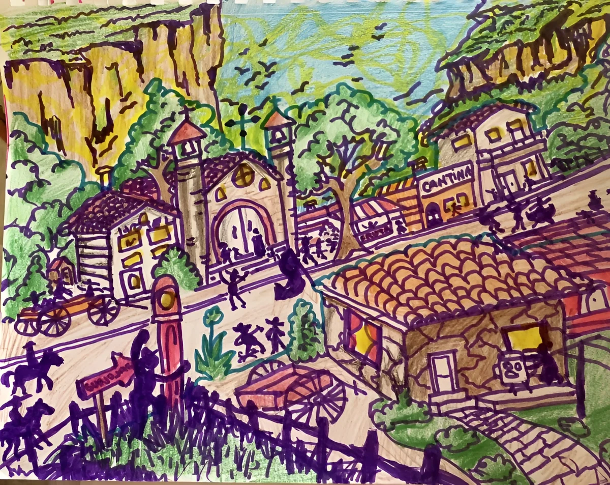 City Full of Life, Drawing - Colored Pencils by Dora Ybarra