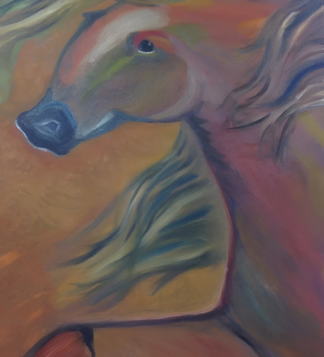 Compassionate Colorful Wildhorse, Painting - Oil On Canvas by Dora Ybarra