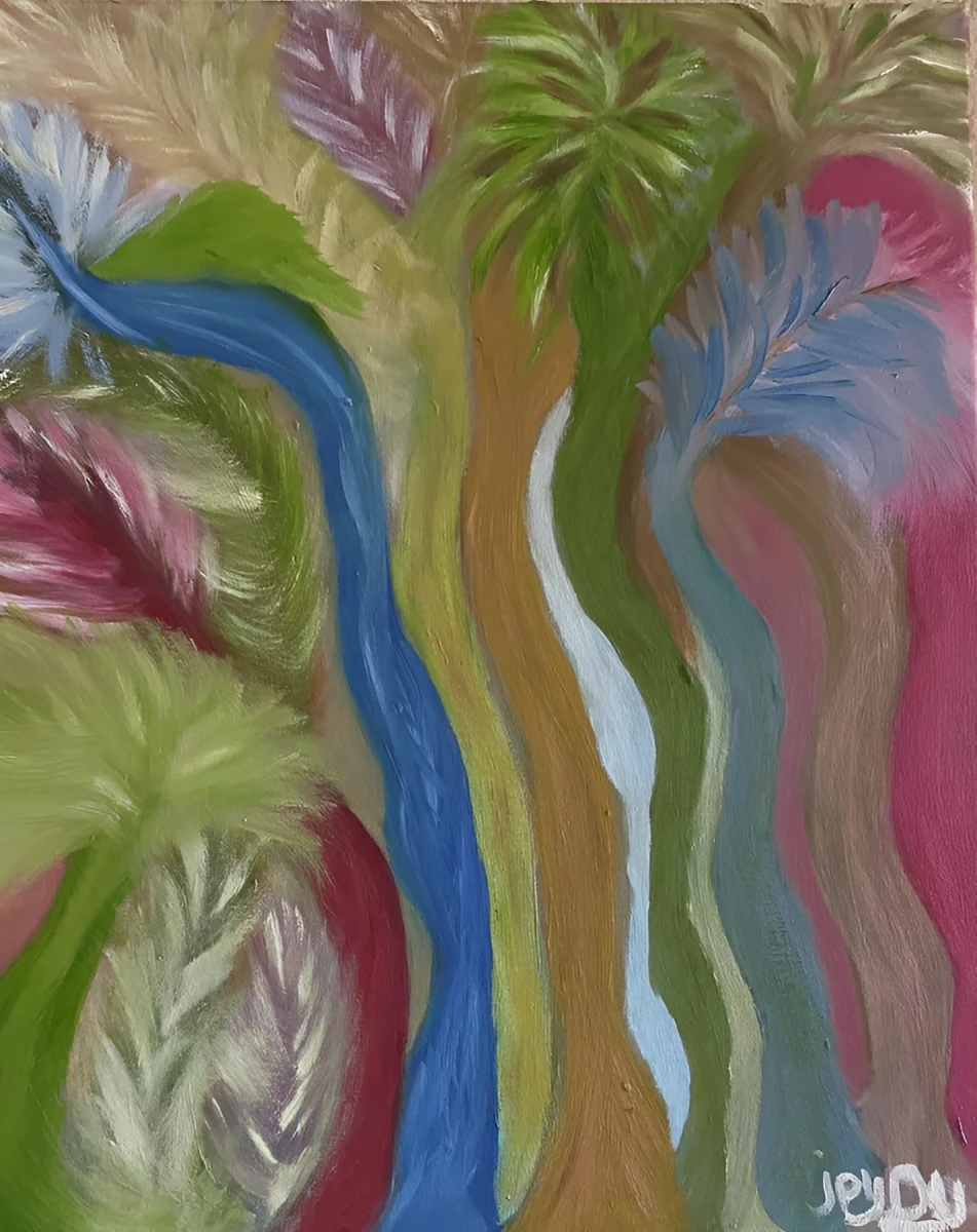 Dancing Party Trees, Painting - Oil On Canvas by Dora Ybarra