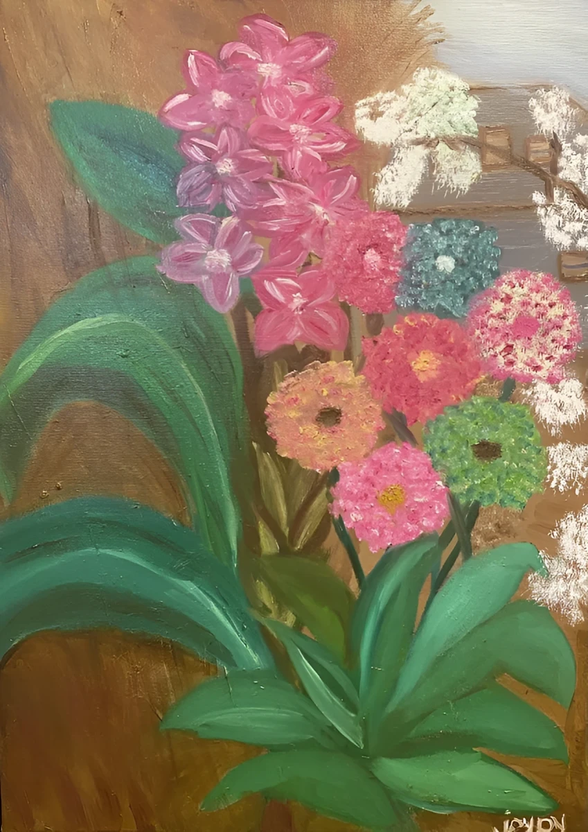 El Jardin De Mama my mothers garden, Painting - Oil On Canvas by Dora Ybarra