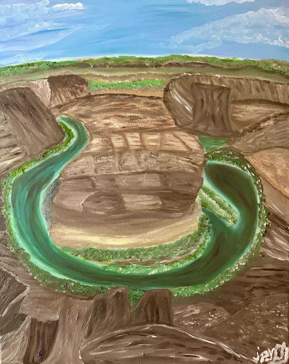 Horseshoe Bend, Painting - Oil On Canvas by Dora Ybarra