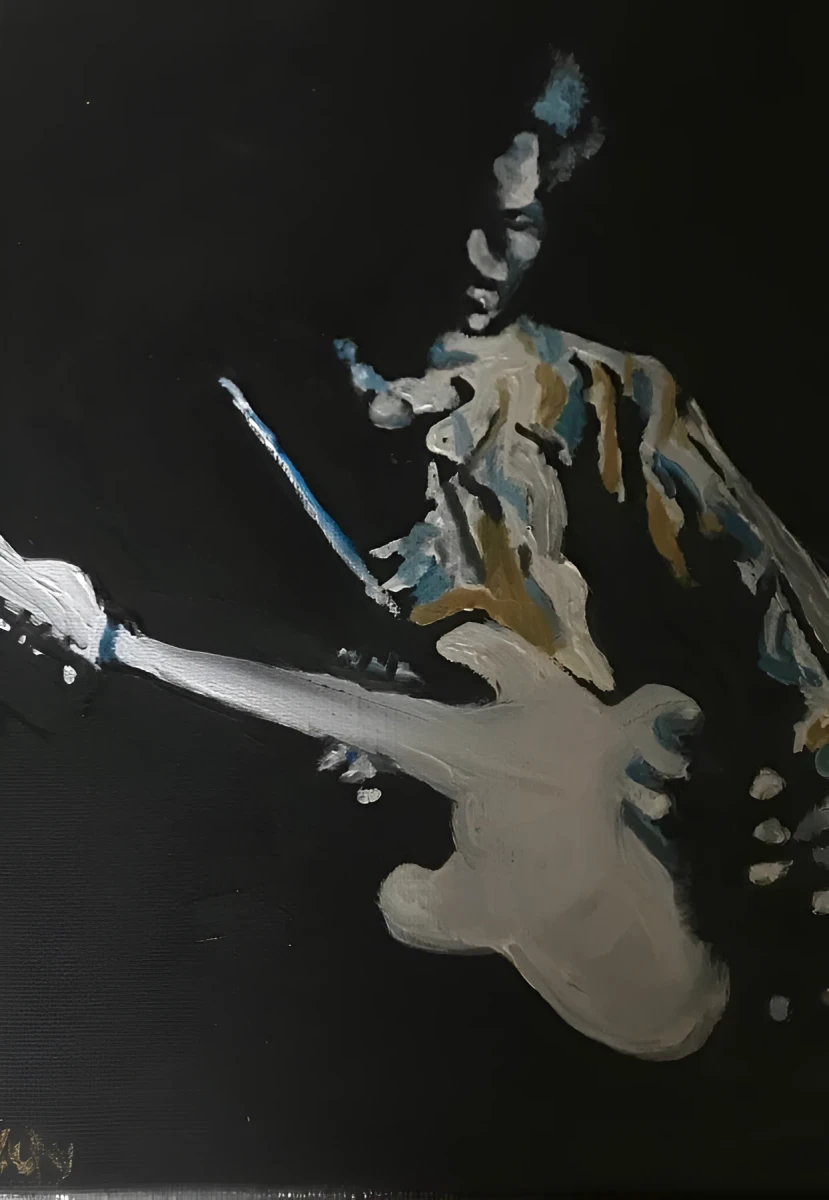 Jimmi Hendrix, Painting - Oil On Canvas by Dora Ybarra