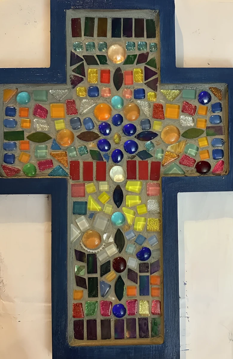 Lets Pray, Painting - Mosaic And Wood by Dora Ybarra