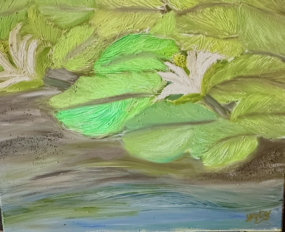 Lily Pods of the Danube River, Painting - Oil On Canvas by Dora Ybarra