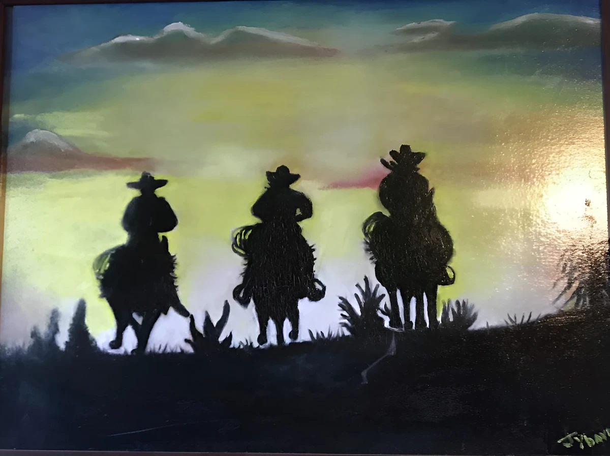 Los Tres Caballeros, Painting - Oil On Canvas by Dora Ybarra