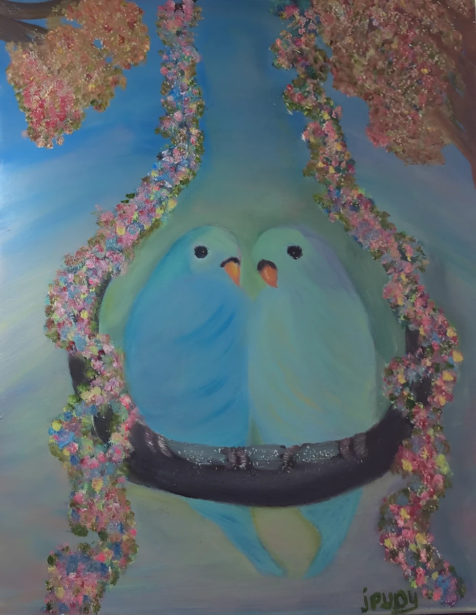 Love Birds, Painting - Oil On Canvas by Dora Ybarra