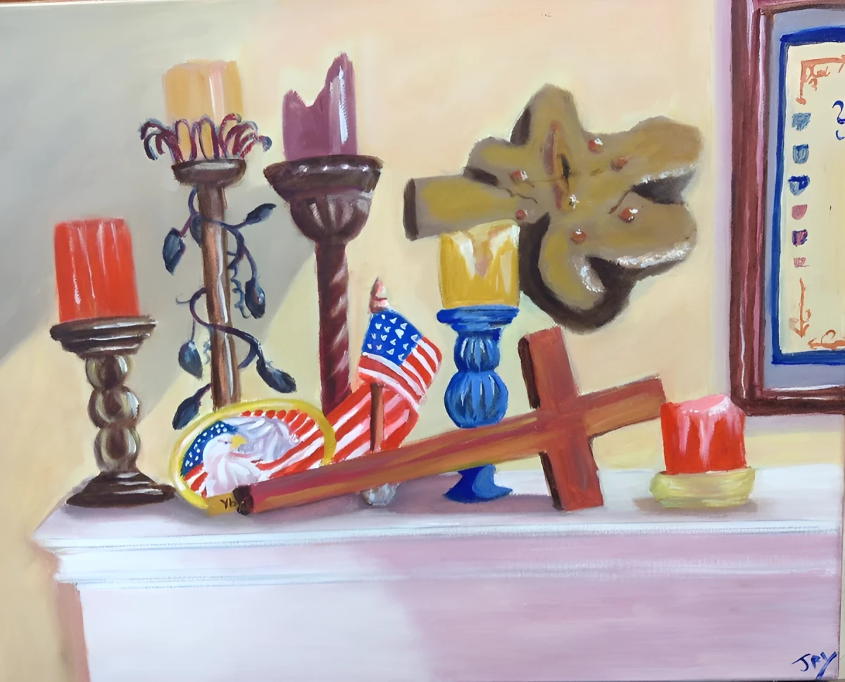 Mantel and Memories of My Life, Painting - Oil On Canvas by Dora Ybarra