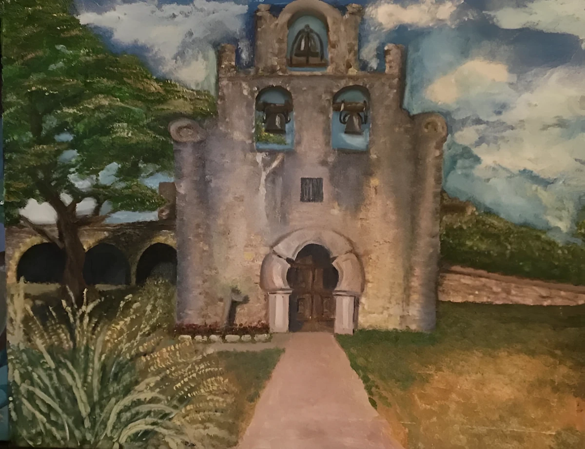 Mission Concepcion, Painting - Oil On Canvas by Dora Ybarra