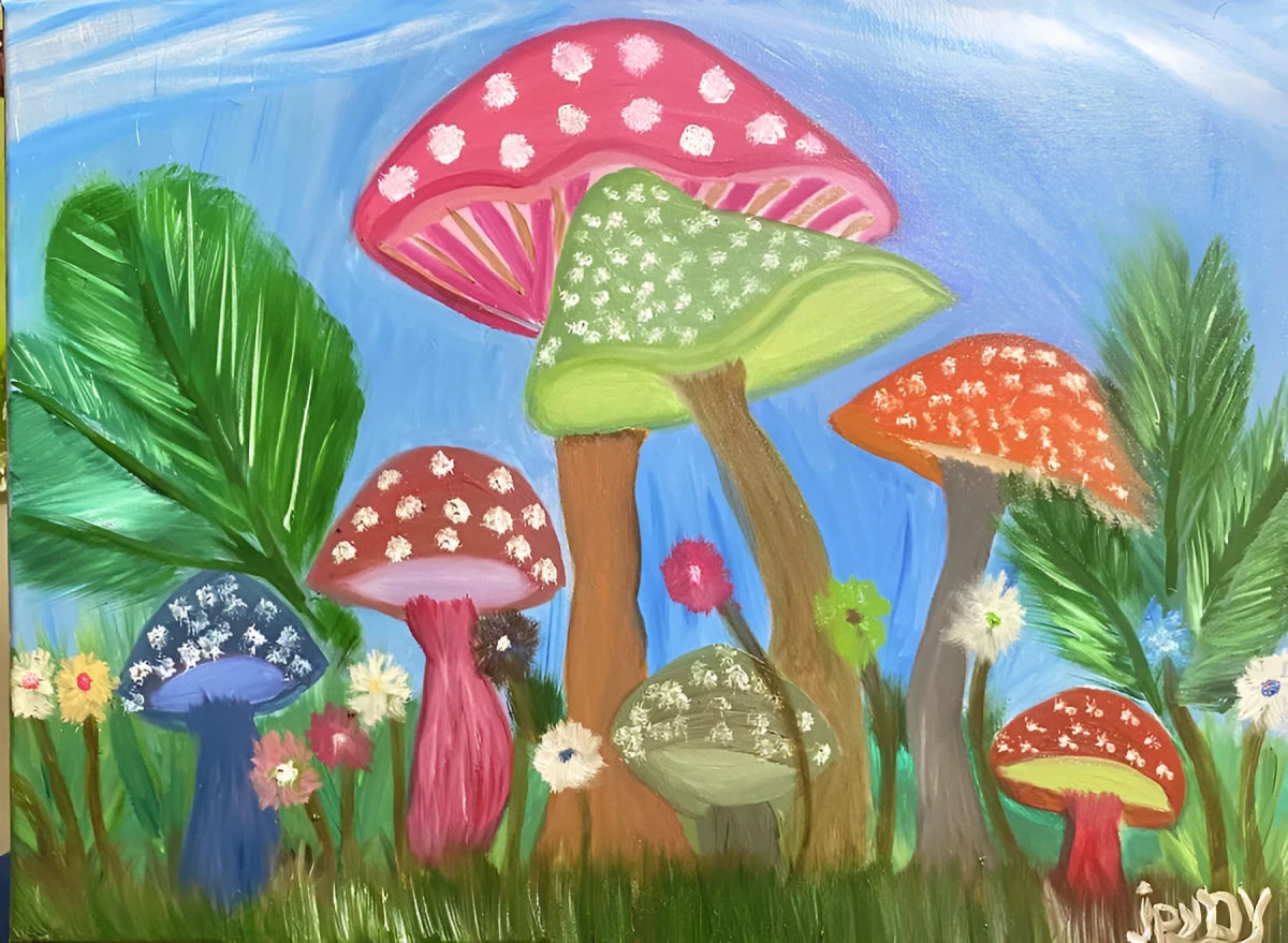 Mushroom Delight, Painting - Oil On Canvas by Dora Ybarra