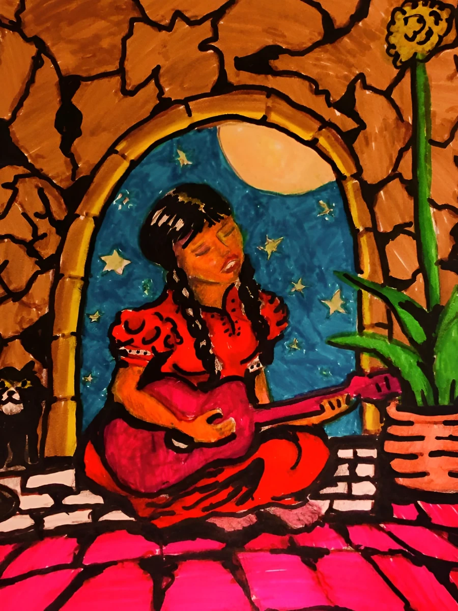 Music in the wind, Drawing - Colored Pencil by Dora Ybarra