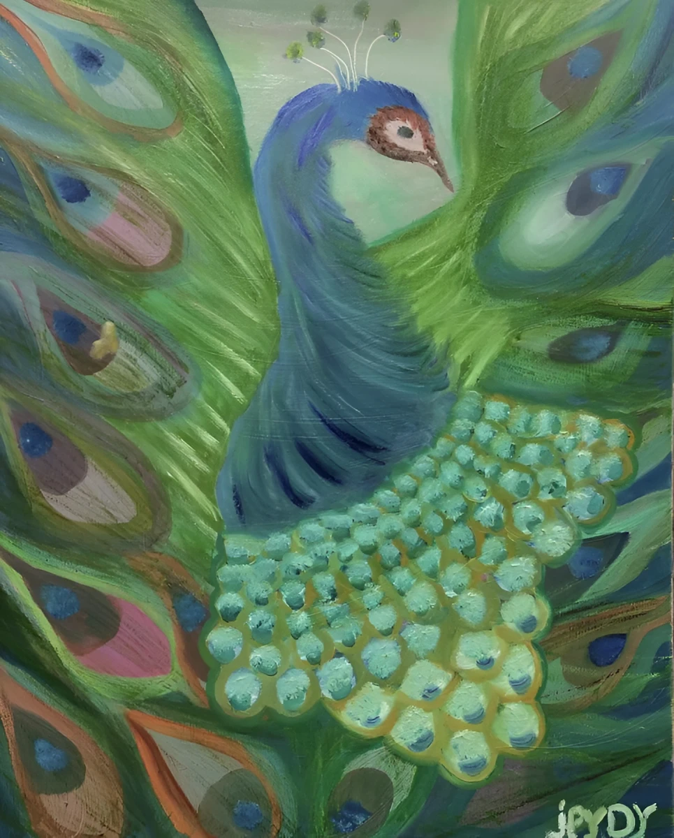 My Peacock, Painting - Oil On Canvas by Dora Ybarra