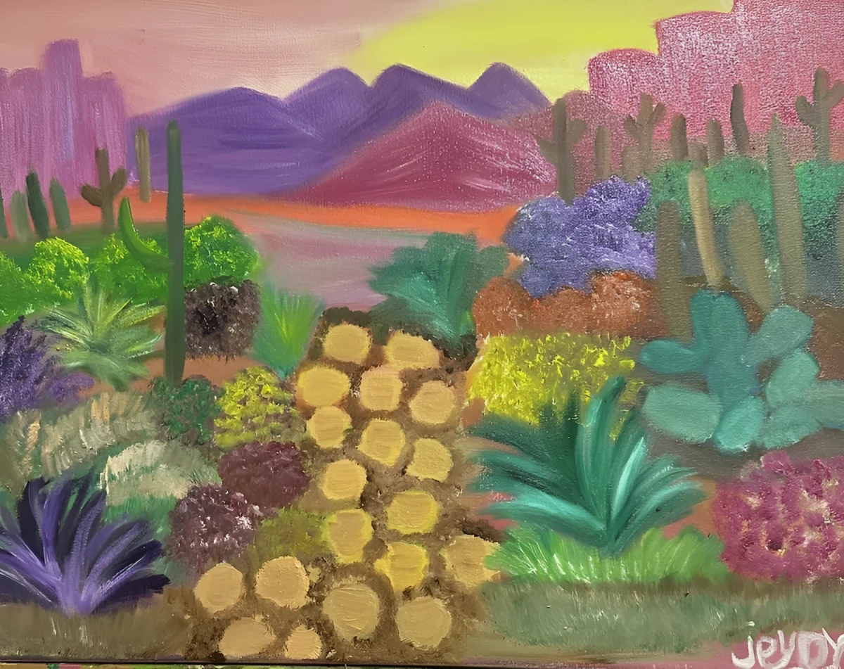 Southwest Eden, Painting - Oil On Canvas by Dora Ybarra
