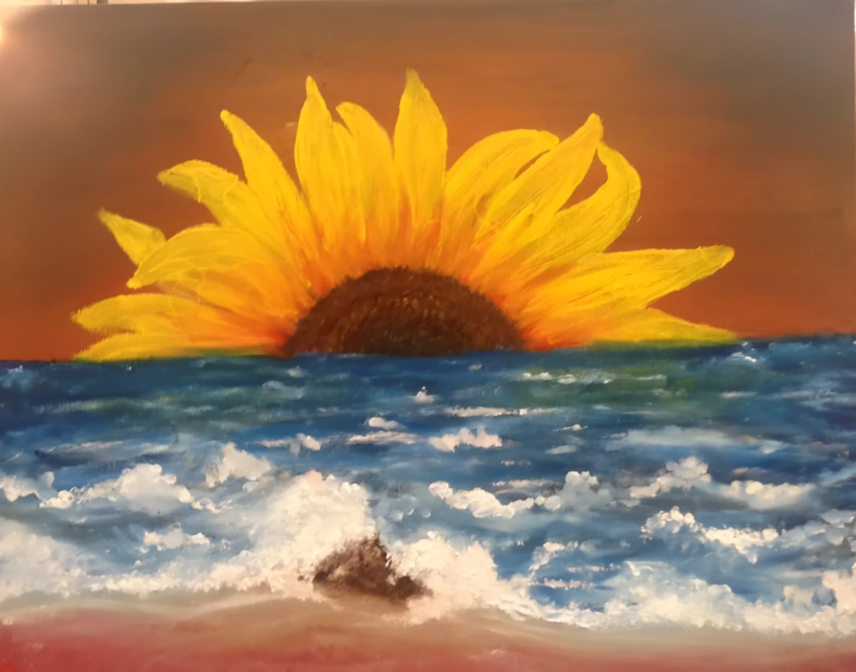 Sunflower Sunset, Painting - Oil On Canvas by Dora Ybarra