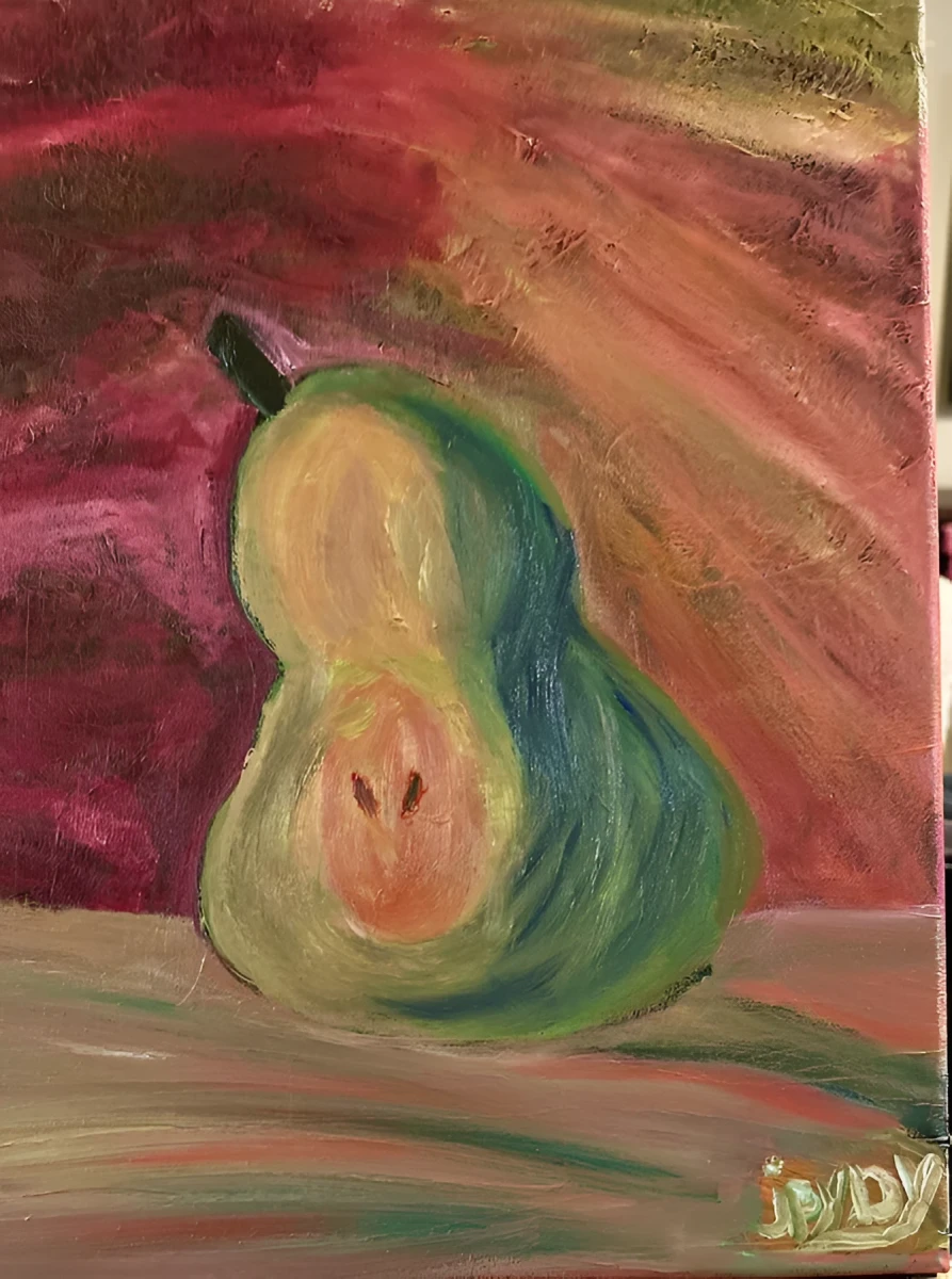 Tasteful Pear, Painting - Oil On Canvas by Dora Ybarra