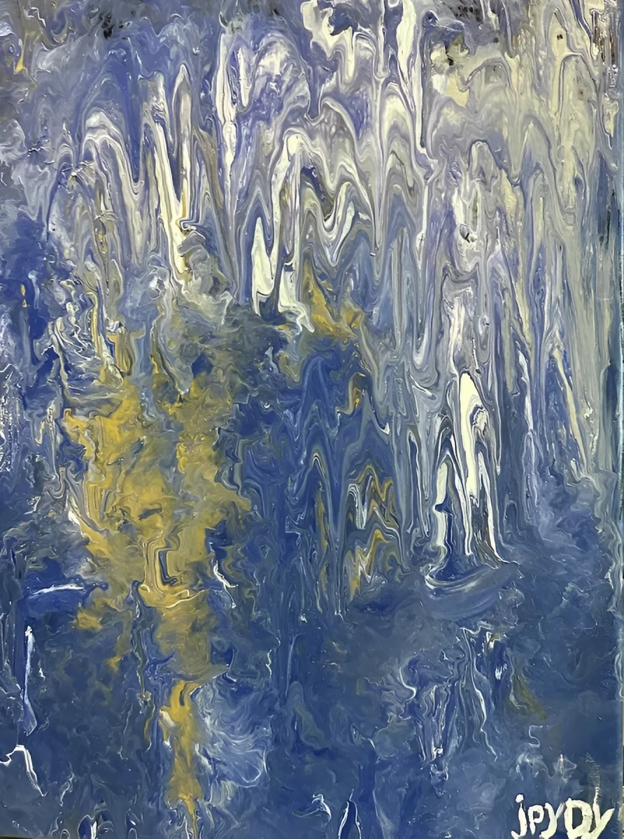 Waves of Blue Gold, Painting - Acrylic On Canvas by Dora Ybarra
